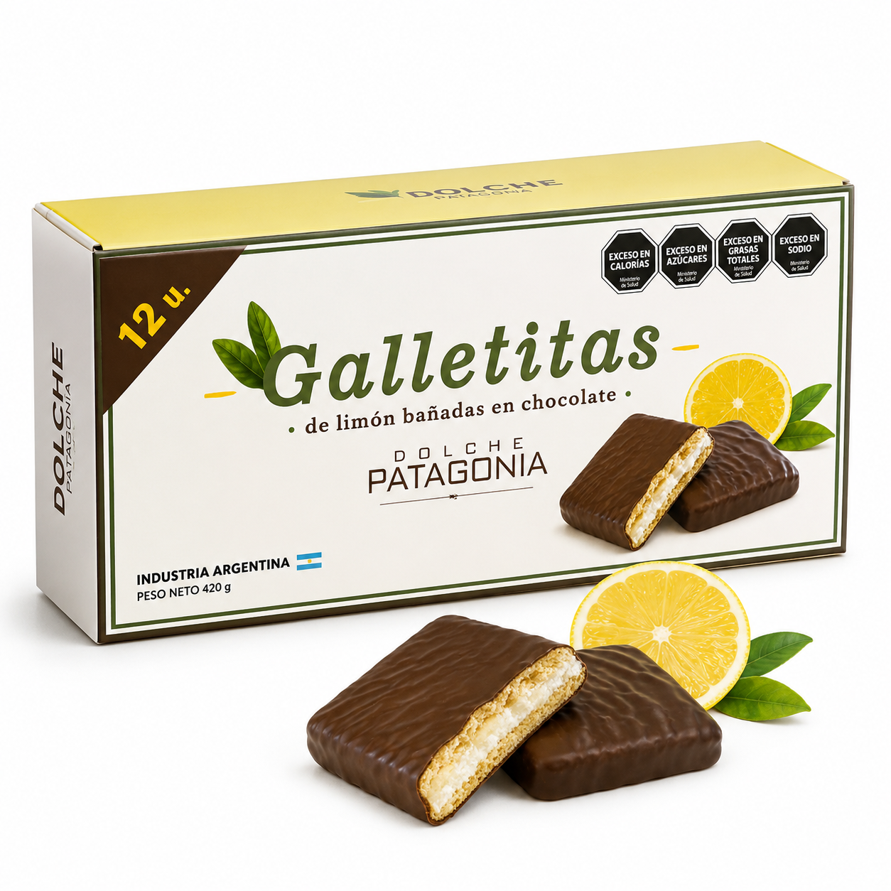 PROMO Caja x12 Galletitas de limón bañadas en chocolate negro